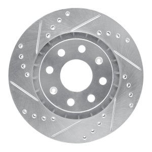 Chevrolet AVEO Brake Rotor (1) - Front Left - R1 Concepts - Drilled & Slotted - Silver - `04-`17